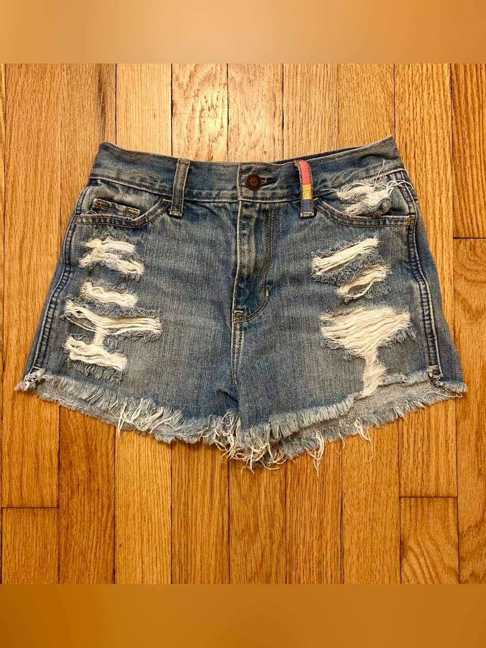 Hollister Distressed Denim Frayed Hem Shorts Size 0 Waist 24
